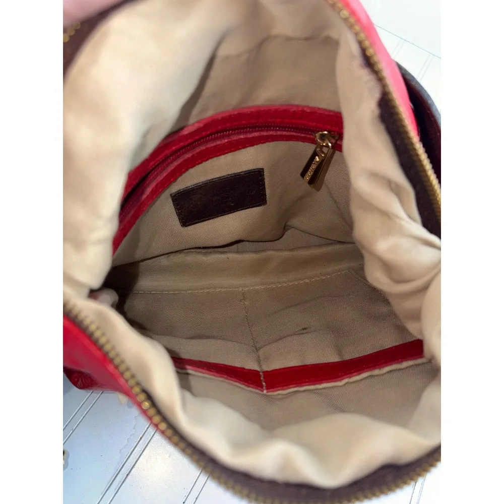 Valentina Vintage Y2K Red Pebbled Leather Slouchy Hobo Shoulder Bag Purse